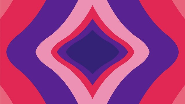 moving zooming out abstract mirror flat animation with purple pink and red borders. They scale down from camera