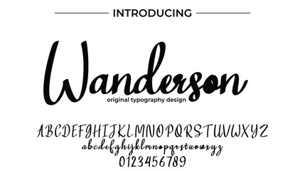 Wanderson Font Stylish brush painted an uppercase vector letters, alphabet, typeface