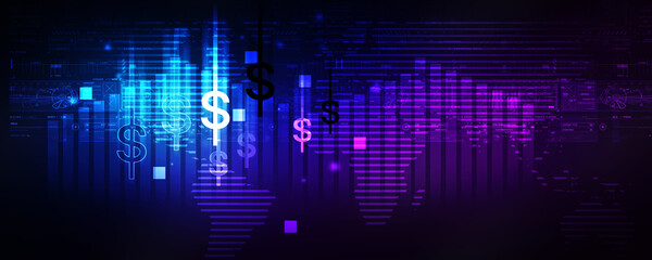 2d illustration Stock market online business concept
