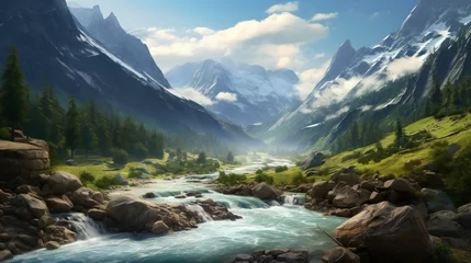  Mountain landscape with mountain turbulent river i © Anaya