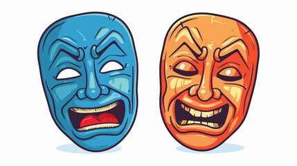 Theater icon with happy and sad masks.