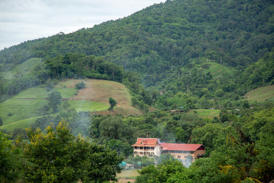 Building in the foothills of mountains in the north of Thailand
