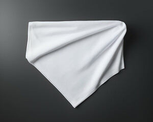 close up of  a folded white cloth on black background with clipping path
