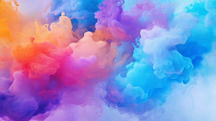 Multicolored clouds of paint wet watercolor abstra - obrazy, fototapety, plakaty