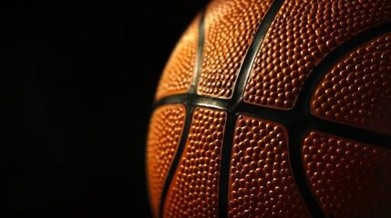 basketball close up on black background