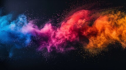 Explosion of colored powder isolated on black background. - obrazy, fototapety, plakaty