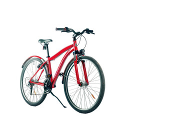 Bright Red Bicycle Isolated On Transparent Background