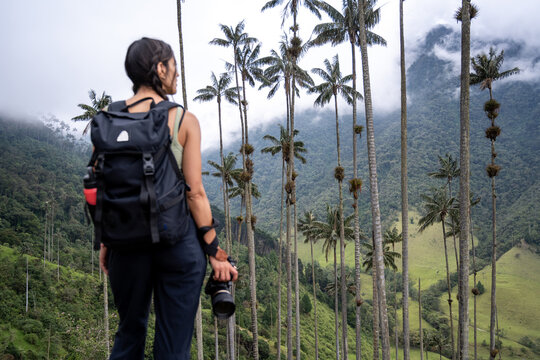 Blurred woman with the Cocora Valley in the background