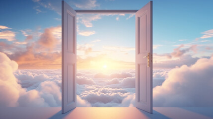 Open the door success and hope 3d rendering. Compu