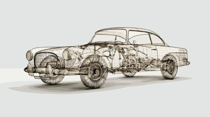 Car old model body structure wire.
