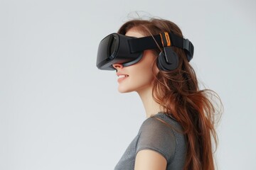 Fototapeta premium VR Augmented reality Mixed Virtual Reality Goggles for Visionary. Augmented reality Glasses Costume Design Challenges. 3D Future Technology Rule Headset Gadget and High tech Wearable Equipment