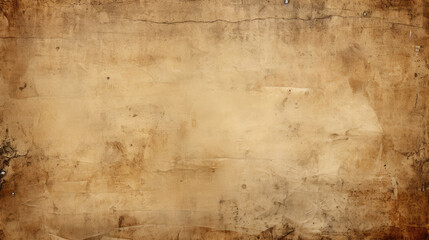 Dirty and stained vintage grunge brown blank parchment paper sheet background texture created with Generative AI Technology - obrazy, fototapety, plakaty