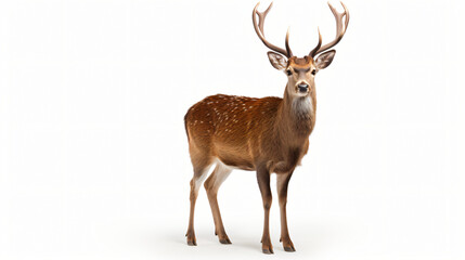 Photograph deer isolated on white background