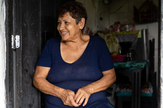 Colombian woman at her house in Coffee Axis