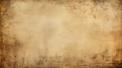 Dirty and stained vintage grunge brown blank parchment paper sheet background texture created with Generative AI Technology  - obrazy, fototapety, plakaty