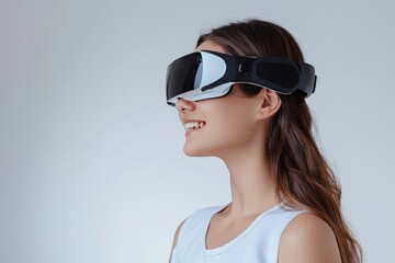 VR Dynamic lighting Mixed Virtual Reality Goggles for exercise. Augmented reality Glasses Public Speaking Training. 3D Future Technology Perspective Headset Gadget and Intense Wearable Equipment