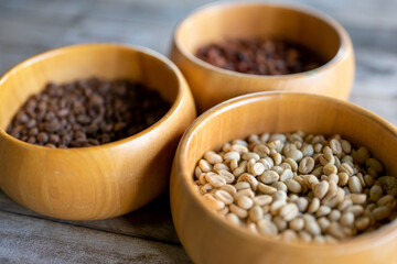 Washed coffee beans in coffee roaster
