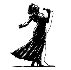 silhouette of a woman dancing and singing