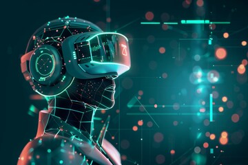 VR Digital Mixed Virtual Reality Goggles for animation. Augmented reality Glasses VR Learning. 3D Future Technology Contrivance Headset Gadget and watching Travel documentaries Wearable Equipment