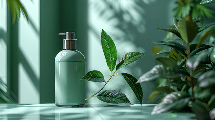 a light green cosmetic packaging mock up isolated on white background,generative ai