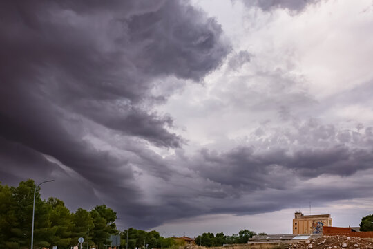 Storm over the silos of La Solana