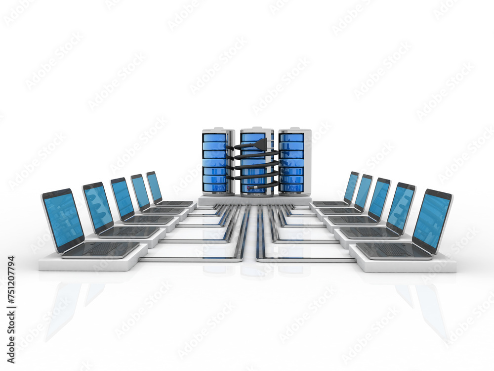 Poster 3d rendering technology computer network with battery