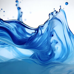Blue water splash on white background. 3d render. Abstract background.