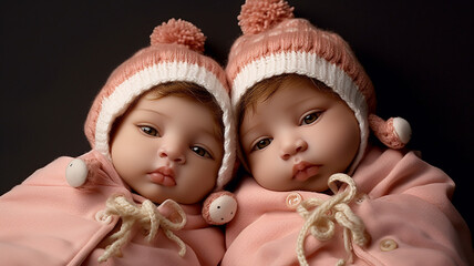 Adorable Baby Twins in Tiny Outfits