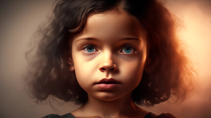Fototapeta premium Portrait of a little girl, 3D style