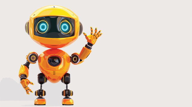 Friendly positive cute cartoon orange robot.

