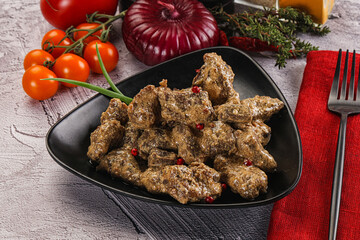 Beef liver with cream sauce