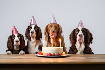 Dogs Birthday party with pets cake. AI generated - 751209300