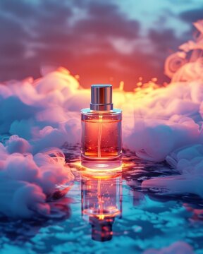 Chic fragrance vial mockup ethereal light surreal decor