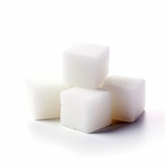 Close-Up of Three White Sugar Cubes - Clean and Additive-Free Sugar Cubes Isolated on White