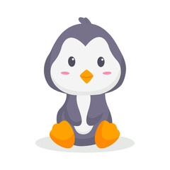 Happy Cute Penguin Character Design Illustration