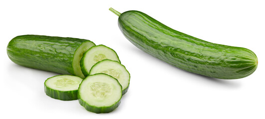 Cucumber isolated on white background with clipping path