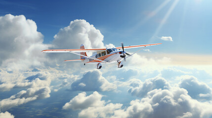 Small plane in cloudy sky for rainmaking