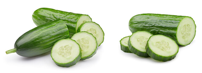 Cucumber isolated on white background with clipping path
