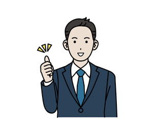 グッドなサインをする会社員の男性、ビジネスマン