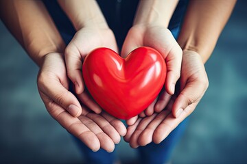 Healthy Heart, Healthy Family: Celebrating Wellness with Love and Giving. Concept of Heart Health, Charity, Adoption, and Volunteerism