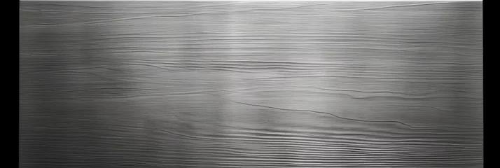 Fotobehang Metallic Texture Background. Fine Brushed Wide Metal Steel or Aluminum Plate. Silver Plaque Design for Modern Metallic Panel © Serhii