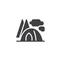 Forest and camping tent vector icon