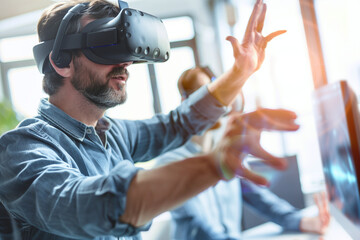 Professional Engrossed in Virtual Reality Experience