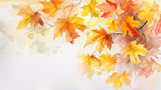 Fall Foliage A Watercolor Painting of Autumn Leaves Generative AI