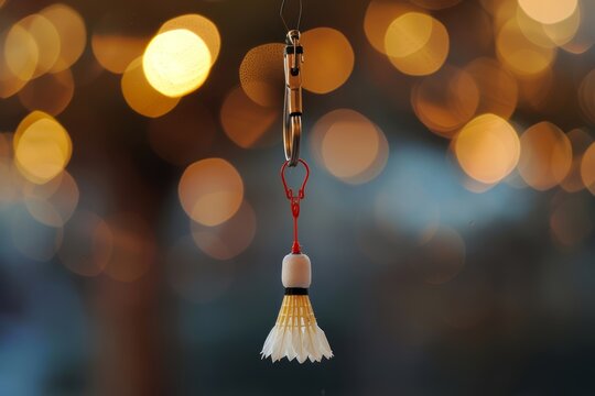 
Photo of a badminton shuttlecock repurposed as a decorative ornament on a keychain, adding flair and personality to everyday items
