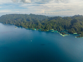 Lagoons with splendid limestone rocks. Blue sea and turquoise lagoons in Coron, Palawan....