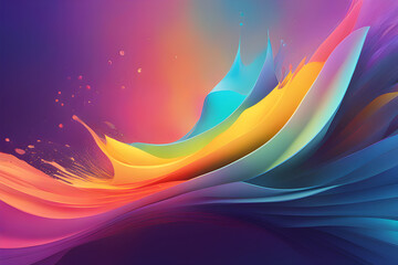 Iridescent splash on abstract modern background, light interacting with vibrant hues, shimmering as if touched by sunlight, placed against a minimalist canvas, gentle gradients, interplay of colors - obrazy, fototapety, plakaty