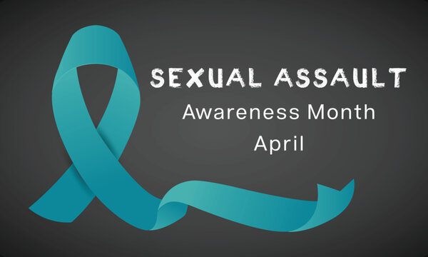 Sexual Assault Awareness month design with a teal ribbon. Vector illustration