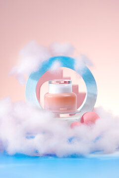 Face cream for sensitive skin with cloud cotton around