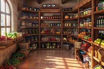 Aisle of Delights A Monthly Marketplace of Fresh Produce and Seasonal Goods Generative AI - obrazy, fototapety, plakaty